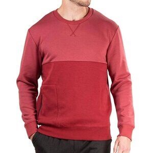 Natori Men's Isamu Tonal Soft Fleece Lined Pullover Sweatshirt, Syrah Red, Small